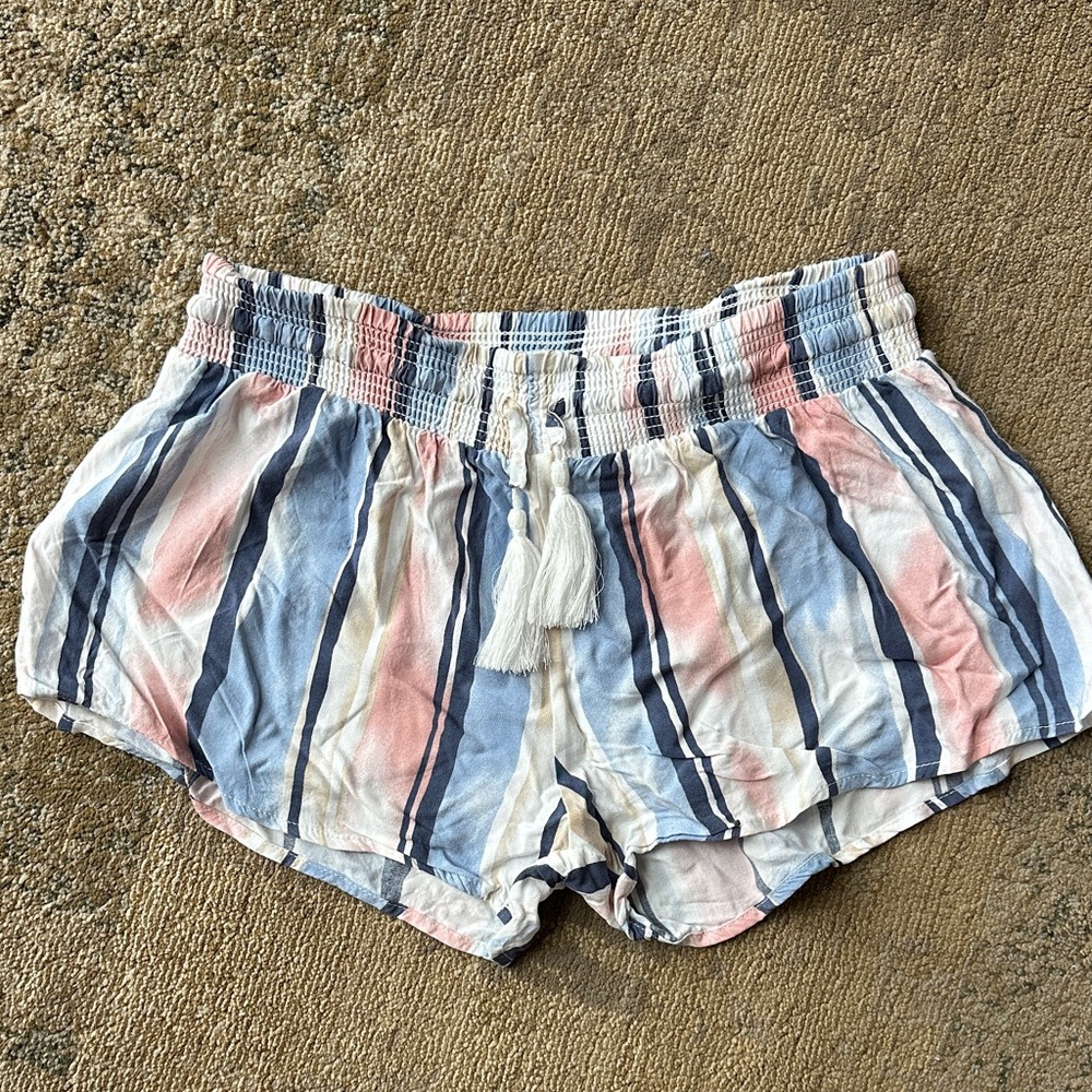 Ocean Drive elastic waist Striped Shorts - Blue, Pink, White, Tan
